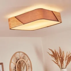 Lampes En Bois-hofstein Plafonnier Mjelstad Brun, Gris, Blanc, 2 lumières