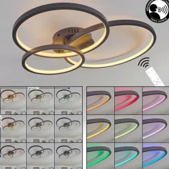 hofstein Plafonnier Moemoto LED Anthracite, 1 lumière, Télécommandes