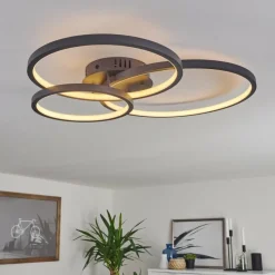 hofstein Plafonnier Moemoto LED Anthracite, 1 lumière, Télécommandes