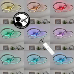 hofstein Plafonnier Moemoto LED Nickel mat, 1 lumière, Télécommandes