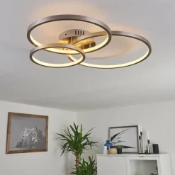 hofstein Plafonnier Moemoto LED Nickel mat, 1 lumière, Télécommandes