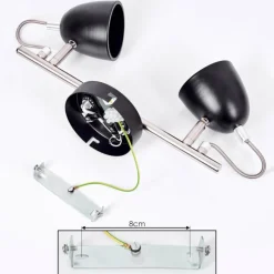 Lampes Industrielles-hofstein Plafonnier Moesdorf Nickel mat, Noir, 2 lumières