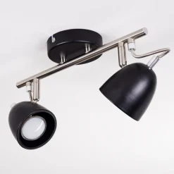 Lampes Industrielles-hofstein Plafonnier Moesdorf Nickel mat, Noir, 2 lumières