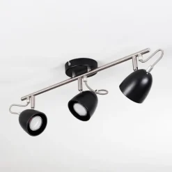 hofstein Plafonnier Moesdorf Nickel mat, Noir, 3 lumières