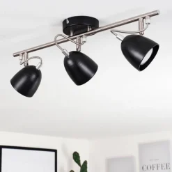 hofstein Plafonnier Moesdorf Nickel mat, Noir, 3 lumières