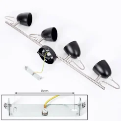 hofstein Plafonnier Moesdorf Nickel mat, Noir, 4 lumières