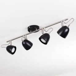 hofstein Plafonnier Moesdorf Nickel mat, Noir, 4 lumières