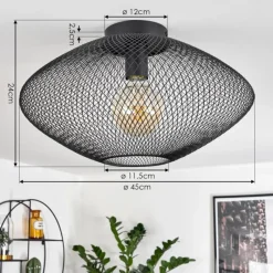 Lampes Vintages & Rétros-hofstein Plafonnier Moholm Noir, 1 lumière