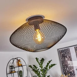 Lampes Vintages & Rétros-hofstein Plafonnier Moholm Noir, 1 lumière