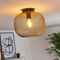 Lampes Dorées-hofstein Plafonnier Moholm Or, Laiton, Noir, 1 lumière