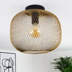 Lampes Dorées-hofstein Plafonnier Moholm Or, Laiton, Noir, 1 lumière