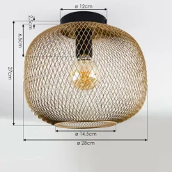 Lampes Dorées-hofstein Plafonnier Moholm Or, Laiton, Noir, 1 lumière