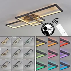 hofstein Plafonnier Momahaki LED Anthracite, 1 lumière, Télécommandes