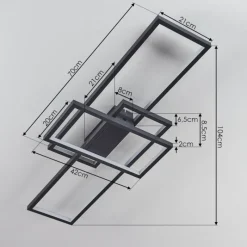 hofstein Plafonnier Momahaki LED Anthracite, 1 lumière, Télécommandes
