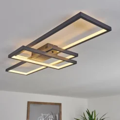 hofstein Plafonnier Momahaki LED Anthracite, 1 lumière, Télécommandes