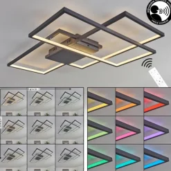 hofstein Plafonnier Momahaki LED Anthracite, 1 lumière, Télécommandes