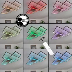 Lampe Plafonnier Momahaki LED Chrome, 1 lumière, Télécommandes