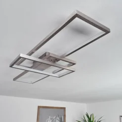 hofstein Plafonnier Momahaki LED Nickel mat, 1 lumière, Télécommandes