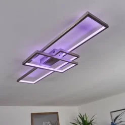 hofstein Plafonnier Momahaki LED Nickel mat, 1 lumière, Télécommandes