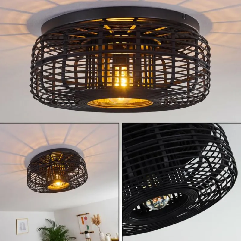 Style Boho-Chic-hofstein Plafonnier Mongolei Noir, 1 lumière