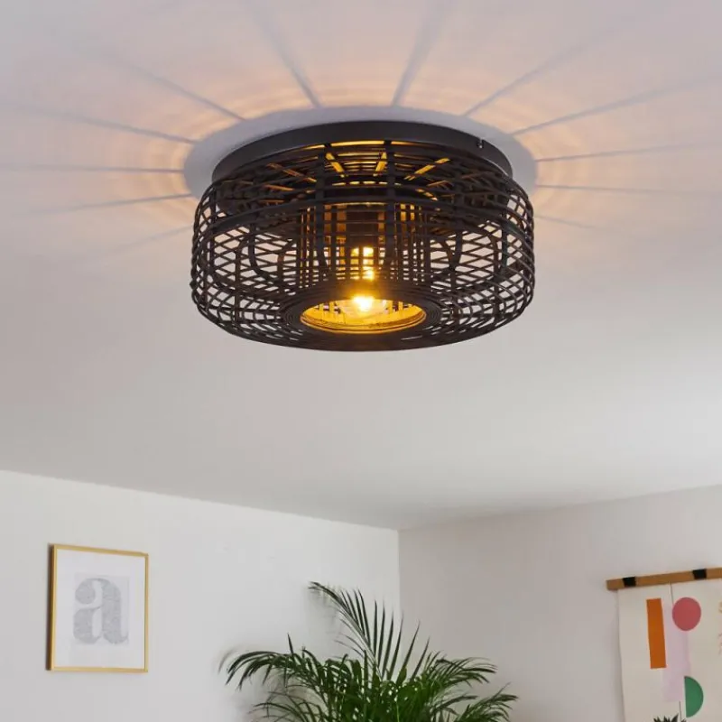 Style Boho-Chic-hofstein Plafonnier Mongolei Noir, 1 lumière