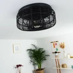 Style Boho-Chic-hofstein Plafonnier Mongolei Noir, 1 lumière