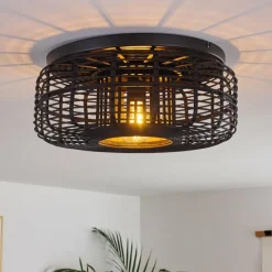 Style Boho-Chic-hofstein Plafonnier Mongolei Noir, 1 lumière