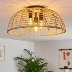 Style Boho-Chic-hofstein Plafonnier Mongolei Noir, 3 lumières