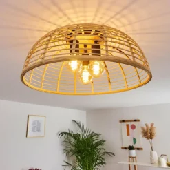 Style Boho-Chic-hofstein Plafonnier Mongolei Noir, 3 lumières