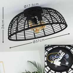 Style Boho-Chic-hofstein Plafonnier Mongolei Noir, 1 lumière