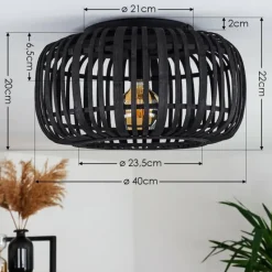 Style Boho-Chic-hofstein Plafonnier Mongolei Noir, 1 lumière