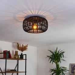 Style Boho-Chic-hofstein Plafonnier Mongolei Noir, 1 lumière