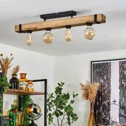 Lampes Industrielles-hofstein Plafonnier Montgomery Écru, Noir, 4 lumières