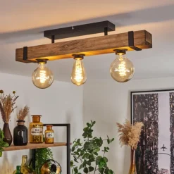 Lampes Industrielles-hofstein Plafonnier Montgomery Écru, Noir, 3 lumières