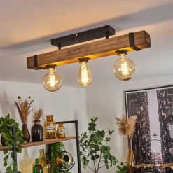 Lampes Industrielles-hofstein Plafonnier Montgomery Écru, Noir, 3 lumières