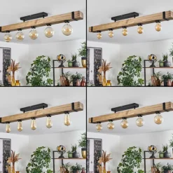 Lampes Industrielles-hofstein Plafonnier Montgomery Écru, Noir, 5 lumières