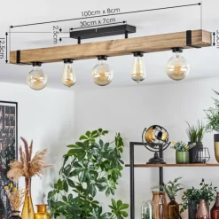 Lampes Industrielles-hofstein Plafonnier Montgomery Écru, Noir, 5 lumières