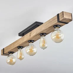 Lampes Industrielles-hofstein Plafonnier Montgomery Écru, Noir, 5 lumières