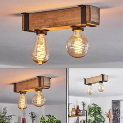 Luminaires Scandinaves-hofstein Plafonnier Montgomery Écru, Noir, 2 lumières