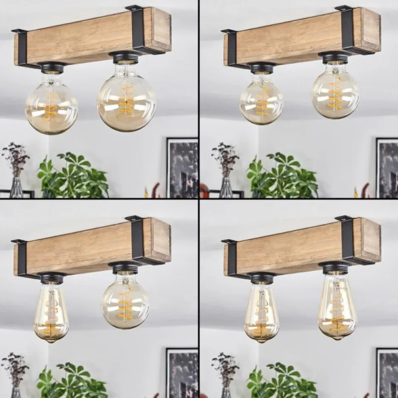 Luminaires Scandinaves-hofstein Plafonnier Montgomery Écru, Noir, 2 lumières