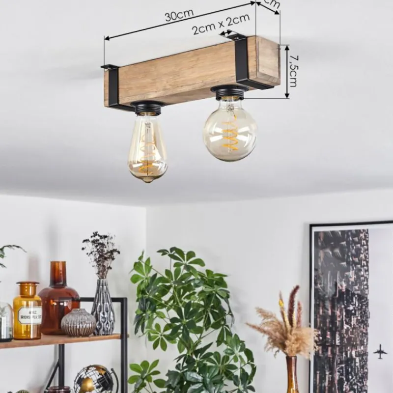 Luminaires Scandinaves-hofstein Plafonnier Montgomery Écru, Noir, 2 lumières