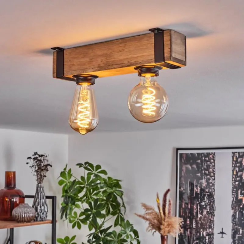 Luminaires Scandinaves-hofstein Plafonnier Montgomery Écru, Noir, 2 lumières