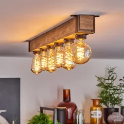 Luminaires Scandinaves-hofstein Plafonnier Montgomery Écru, Noir, 6 lumières