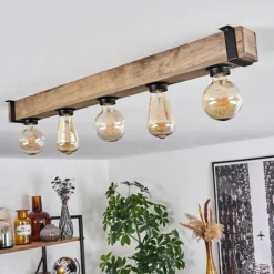 Luminaires Scandinaves-hofstein Plafonnier Montgomery Écru, Noir, 5 lumières