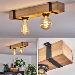 Lampes Industrielles-hofstein Plafonnier Montgomery Écru, Noir, 2 lumières