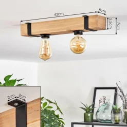 Lampes Industrielles-hofstein Plafonnier Montgomery Écru, Noir, 2 lumières