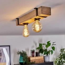 Lampes Industrielles-hofstein Plafonnier Montgomery Écru, Noir, 2 lumières