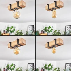 Lampes Industrielles-hofstein Plafonnier Montgomery Écru, Noir, 1 lumière