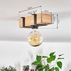 Lampes Industrielles-hofstein Plafonnier Montgomery Écru, Noir, 1 lumière