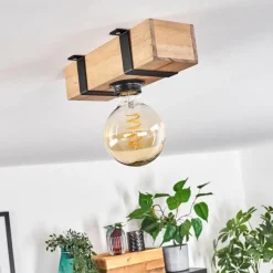 Lampes Industrielles-hofstein Plafonnier Montgomery Écru, Noir, 1 lumière